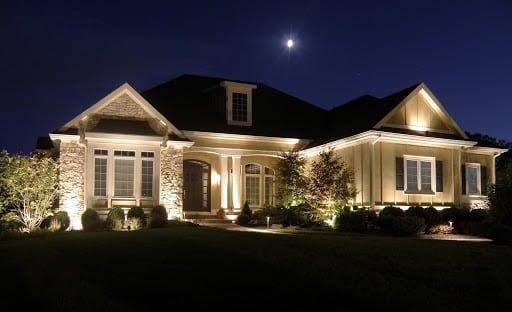 Kichler landscape lighting on a house in Boca Raton, FL